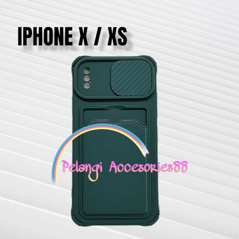 CASE IPHONE X / XS CASE SOFTCASE SLEDING WARNA WARNI SLOT CARD