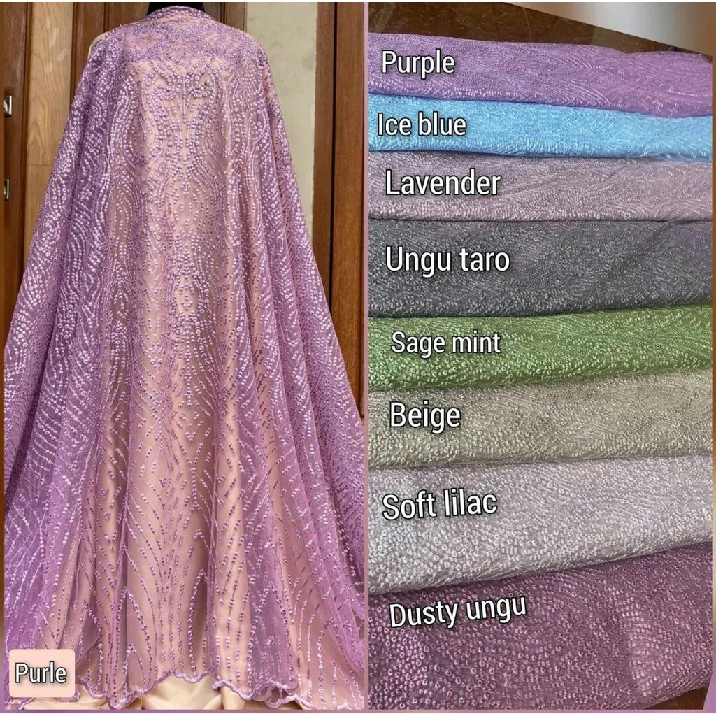 (HARGA PER SETENGAH METER) Bakal kain brokat brukat tile bordir,tule bordir sananta,bahan kebaya aka