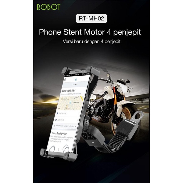 ROBOT RT-MH02 Phone Stand Car Holder Motor Holder - Garansi Resmi 1 Tahun