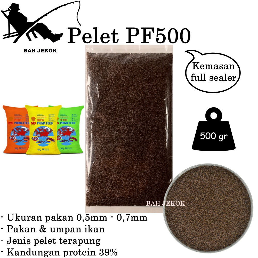 Pelet PF500 Pakan Ikan Hias Kecil Bibit Cupang Koi Guppy Kura Kura Kolam & Akuarium 500gr.
