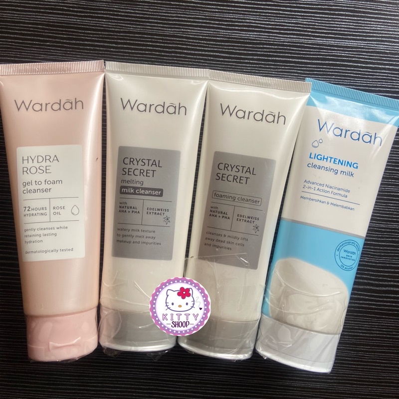 WARDAH Hydra Rose Gel To Foam Cleanser/  Lightening Cleansing Milk/  WARDAH Crystal Secret Melting Milk Cleanser