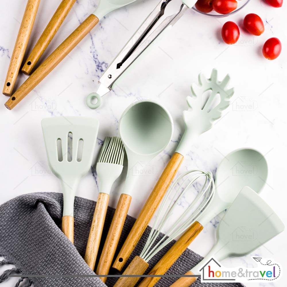 HOVELSHOP Spatula Silicon Utensil Set Sodet Alat Masak Tahan Panas Anti Leleh 12 Pcs