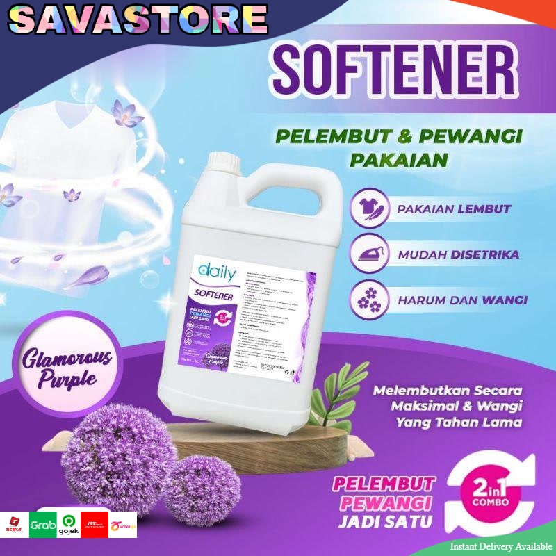 SOFTENER 2 IN 1 PEWANGI DAN PELEMBUT PAKAIAN - DAILY SOFTENER 5 LITER WANGI GLAMOUR HARUM CHERRY BLOSSOM