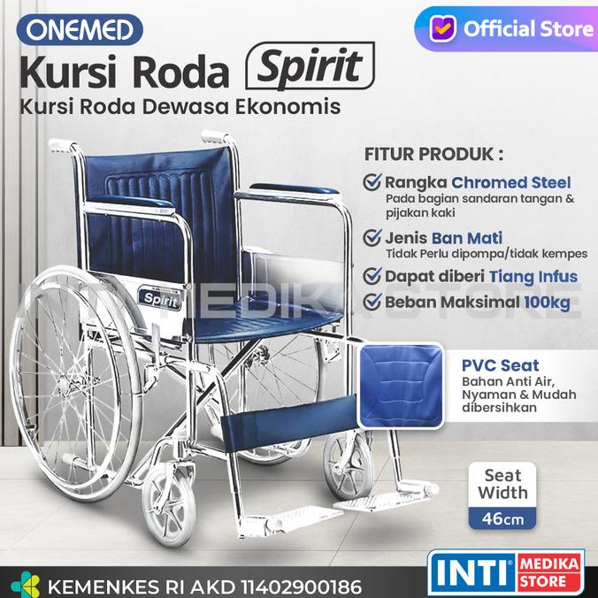 Jual ONEMED - Kursi Roda STANDAR Spirit | Ban Solid Chromed Steel Frame ...