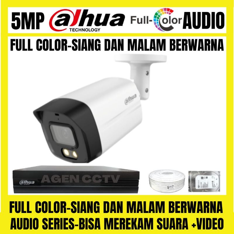 PAKET CCTV DAHUA FULL COLOR 5MP 4 CHANNEL 1 KAMERA AUDIO SERIES COLORVU