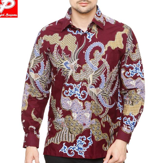 Pojok Busana Alisan Kemeja Lengan Panjang Batik Pria Slim Fit Cotton
