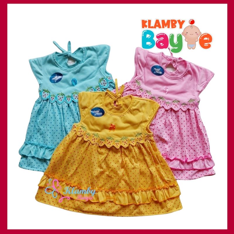 PLANET KIDDO Dress Rok Bayi 0 - 6 Bulan Renda Strowberry / Baju Bayi Perempuan Baru Lahir Murah Bagu