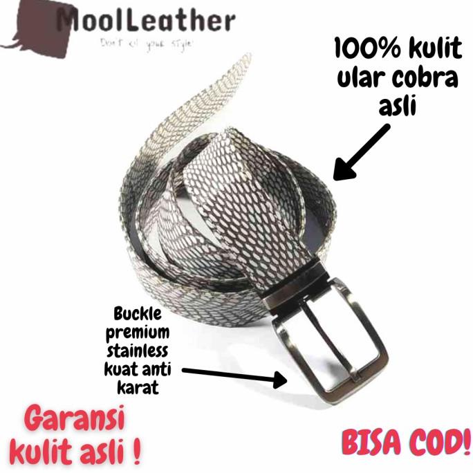 [BISA COD] IKAT PINGGANG SABUK PRIA ASLI KULIT ULAR COBRA NATURAL