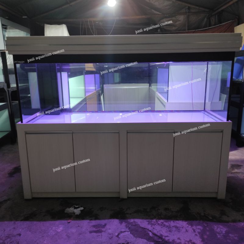 aquarium custom kabinet 200x70x70 alas 15mm keliling 12mm sump 150cm