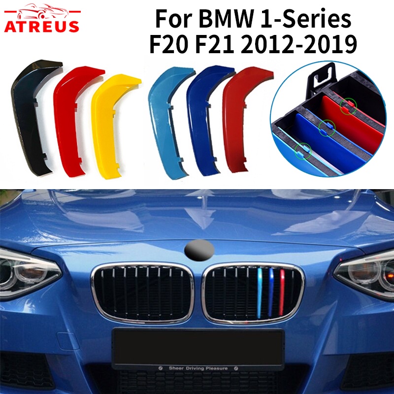 3 Pcs Strip Klip Trim Grill Mobil Balap BMW F20 F21 1-Series 2012-2014 2015-2019 M Power Bahan ABS