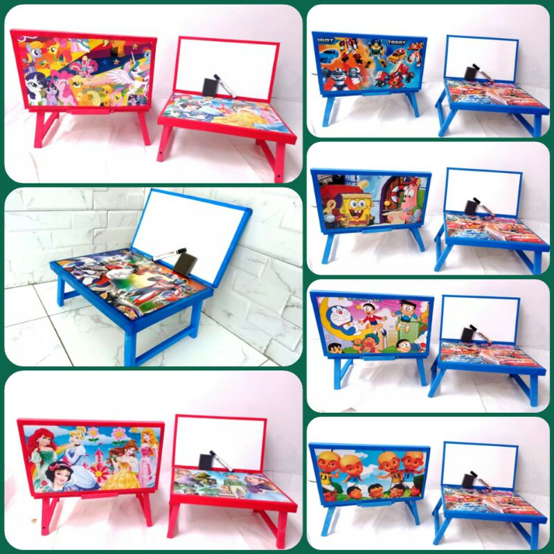 

Meja Belajar Lipat + Papan Tulis Anak Satu Set Spidol & Penghapusnya