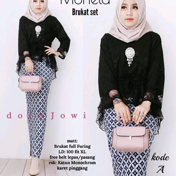 Siap Kirim [BANTING HARGA] kebaya monela  brokat Set Batik Solo Fashion Wanita Gamis Batik Modern mo