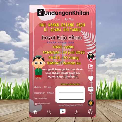 Undangan Khitan Untuk Anak Tema TikTok