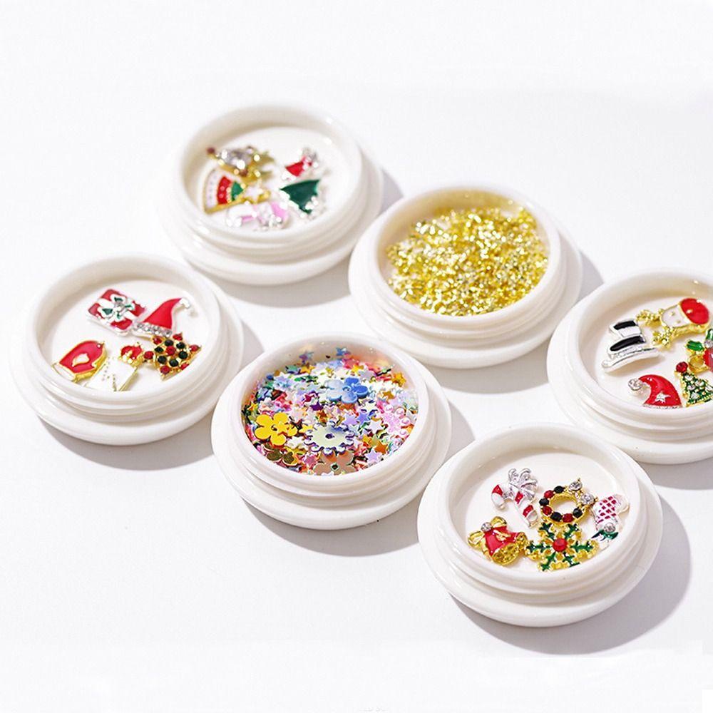 AUGUSTINA Agustinina Natal Dekorasi Nail Art Glitter Fashion Alloy Elk Woman Gift Santa Claus Snowflake Snowman Shiny 3D Rhinestones