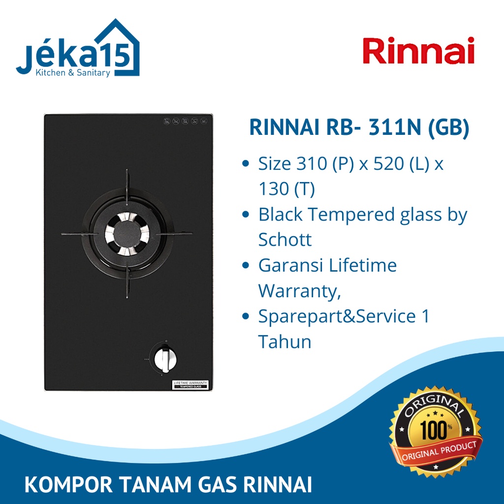 Rinnai RB-311N (GB) Kompor Gas Tanam 1 Tungku