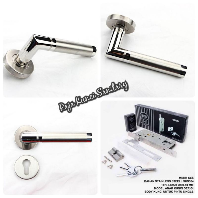 Paket Kunci Pintu Pisah SES Stainless SUS 304/Handle Kunci Pisah/Gagang Pintu Kunci Pisah Stainless/SUS 304