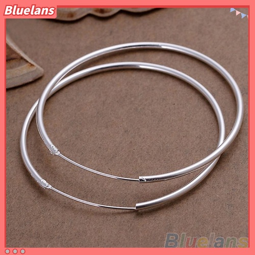 Anting Hoop Bulat Besar Lapis Silver Untuk Wanita