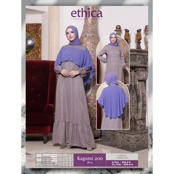 Kagumi 200 biru/gamis ethica/gamis Kagumi/elfa