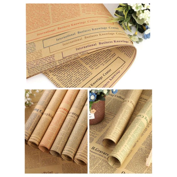 

KERTAS KADO MOTIF VINTAGE MAGAZINE KORAN BUNGA KERTAS FLOWER