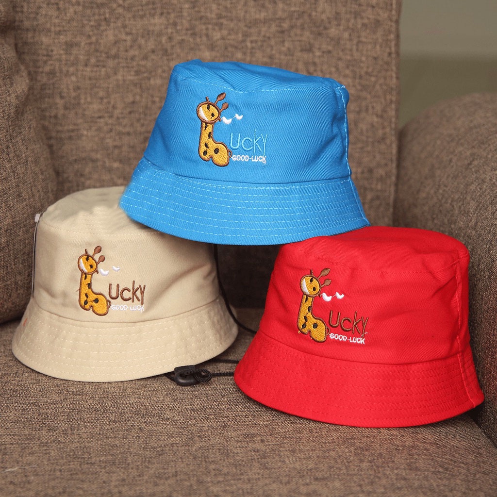 Topi Bucket Anak Bordir Good Lucky Ada Tali / Bucket Anak Bordir Laki Laki Dan Perempuan