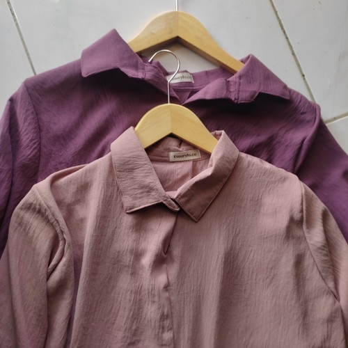 KEMEJA POLOS BAHAN CRINKLE AIRFLOW/KEMEJA CASUAL WANITA POLOS