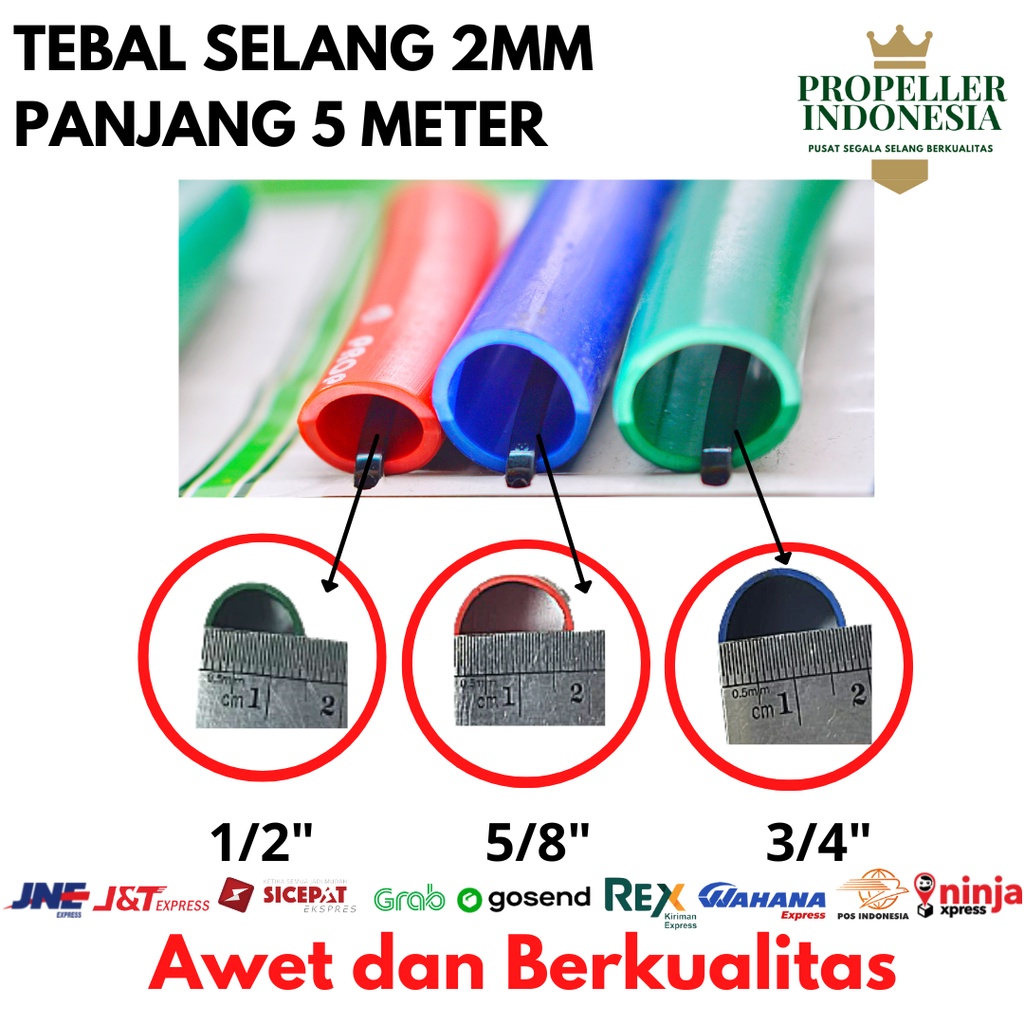 Paket Selang Air Dop dan Semprotan Air Set 5/8 Inch Tebal 2mm 5 Meter