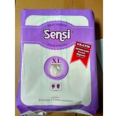 Popok orang Dewasa Sensi Adult Diapers ukuran M, L, XL 2+1 Underpad