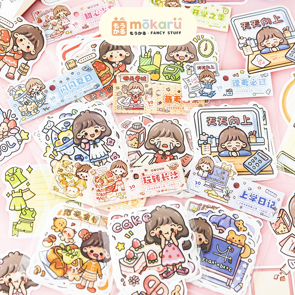 

Sweet Girls Daily Life Flake Stickers / Stiker Keseharian Motif Cute Girl Lucu Unik Stiker Untuk Bujo Bullet Journal