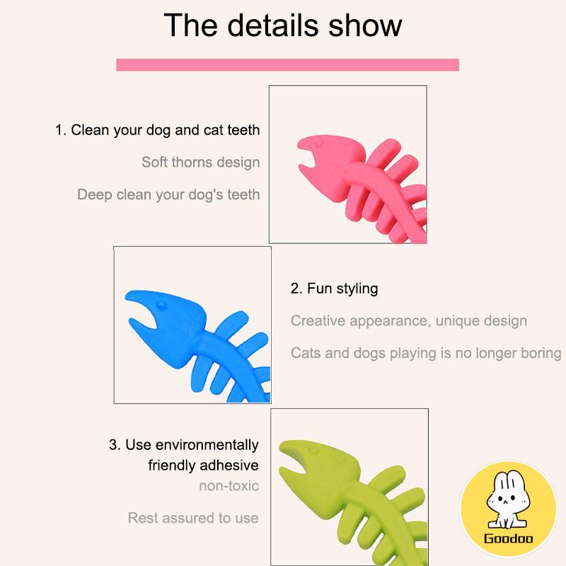 Bentuk Tulang Ikan TPR Sounding Rubber Cat And Dog Toy Tahan Gigitan Self Playing Pet -Doo