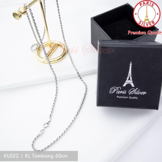 Kalung pria perak asli lapis emas putih model tambang tebal panjang