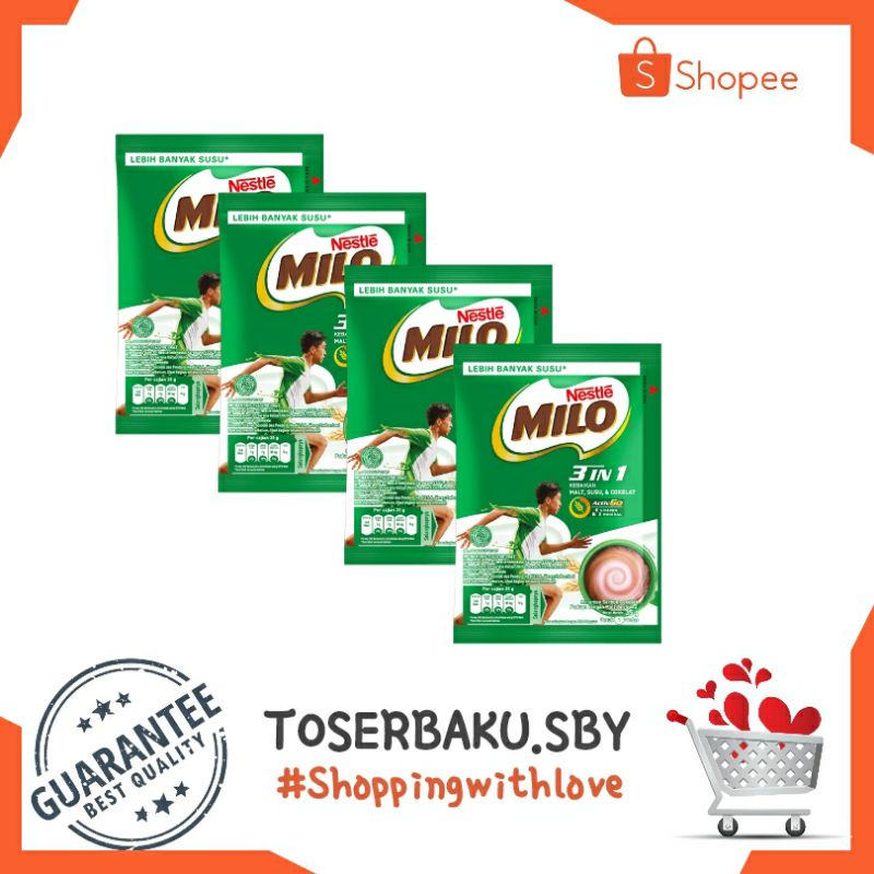 

Milo 3 in 1 35 g 1 Renceng isi 10 pcs / Susu Bubuk Coklat / Minuman Rasa Coklat / Agen Snack Murah Surabaya