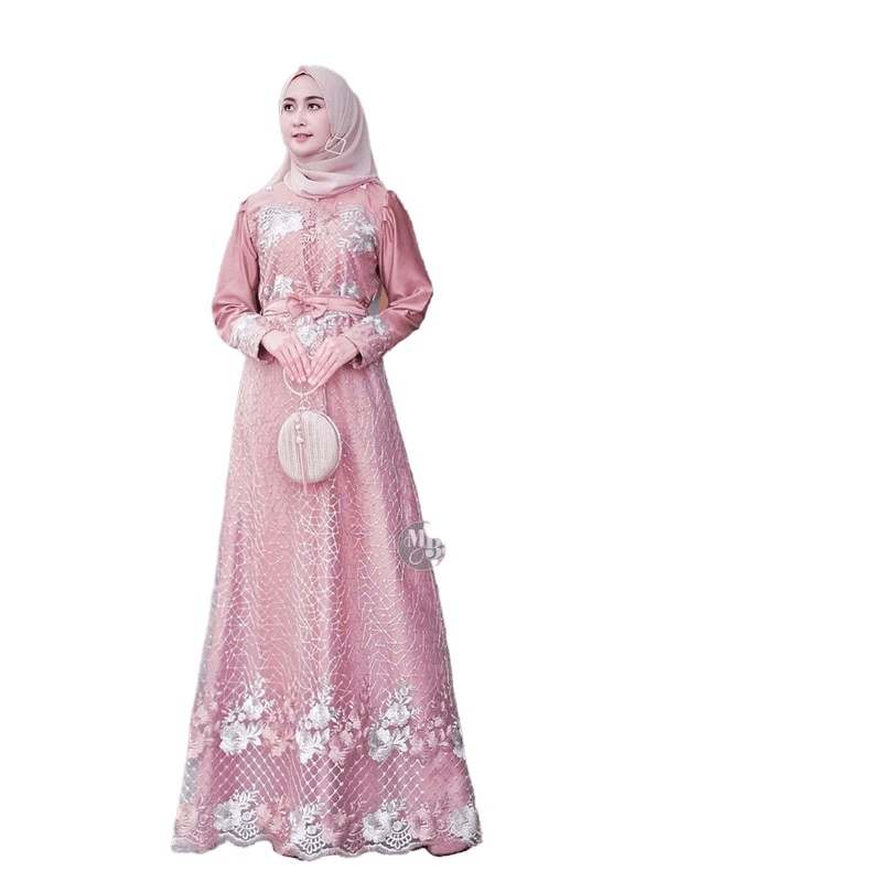 Gamis Brokat Terbaru 2022 Modern Gamis Perempuan Remaja Kondangan Pesta Dress Brukat Tile Premium Ga
