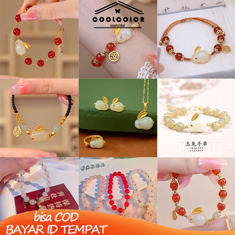 COD❤️Gelang Giok Furui Desain Kelinci Gaya China retro Serbaguna Untuk Wanita Perhiasan Fashion Aksesoris