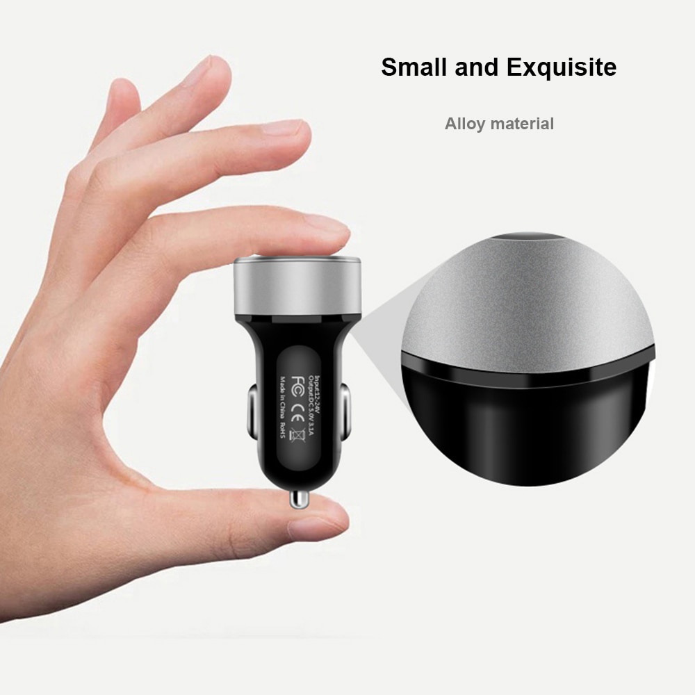 TRIPLEDI Car Charger Quick Charge 3.0 3.1A 2 Port USB QC Fast Charging Casan Mobil Hp 66W Max LED Digital Display Pengisi Daya Ponsel Cas Adapter Handphone IOS Android-2