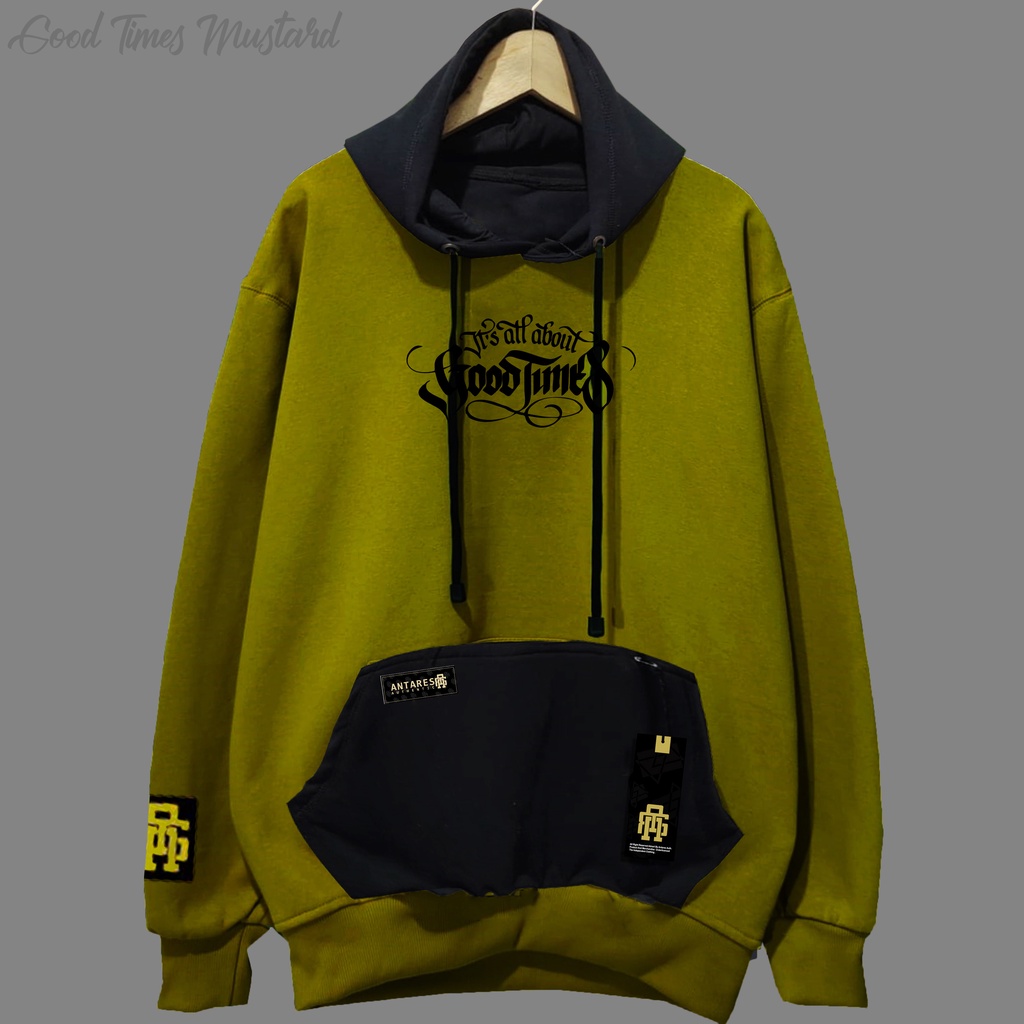 SWEATER HOODIE PRIA DISTRO ANTARAES AHTHENTIC SIZE L-XL GOODTIMES MUSTARD