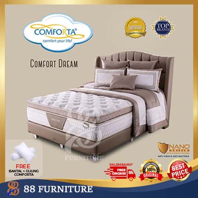Springbed Comforta COMFORT DREAM Kasur Spring Bed Set Lokal Full Set Divan Dipan Lokal