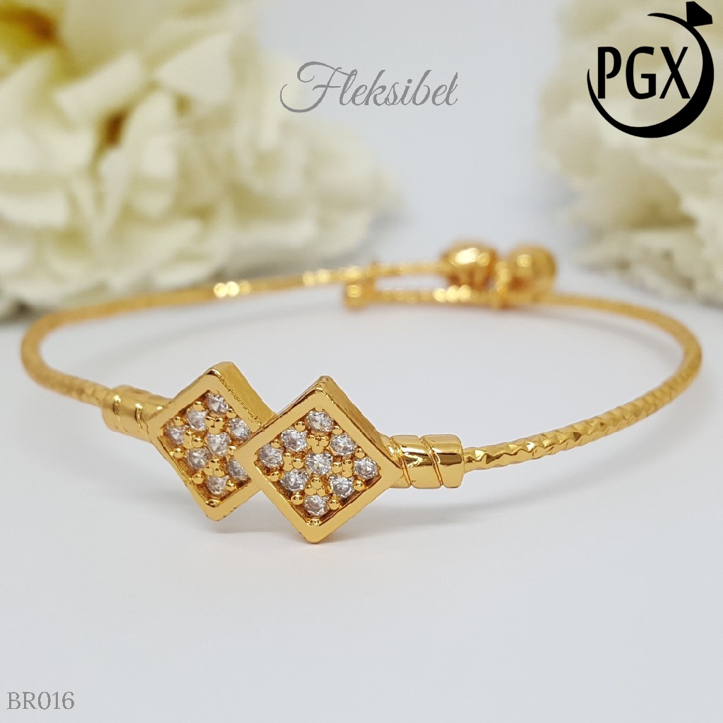 PGX Gelang Bangle Fleksibel Perhiasan Xuping Lapis Emas - BR016