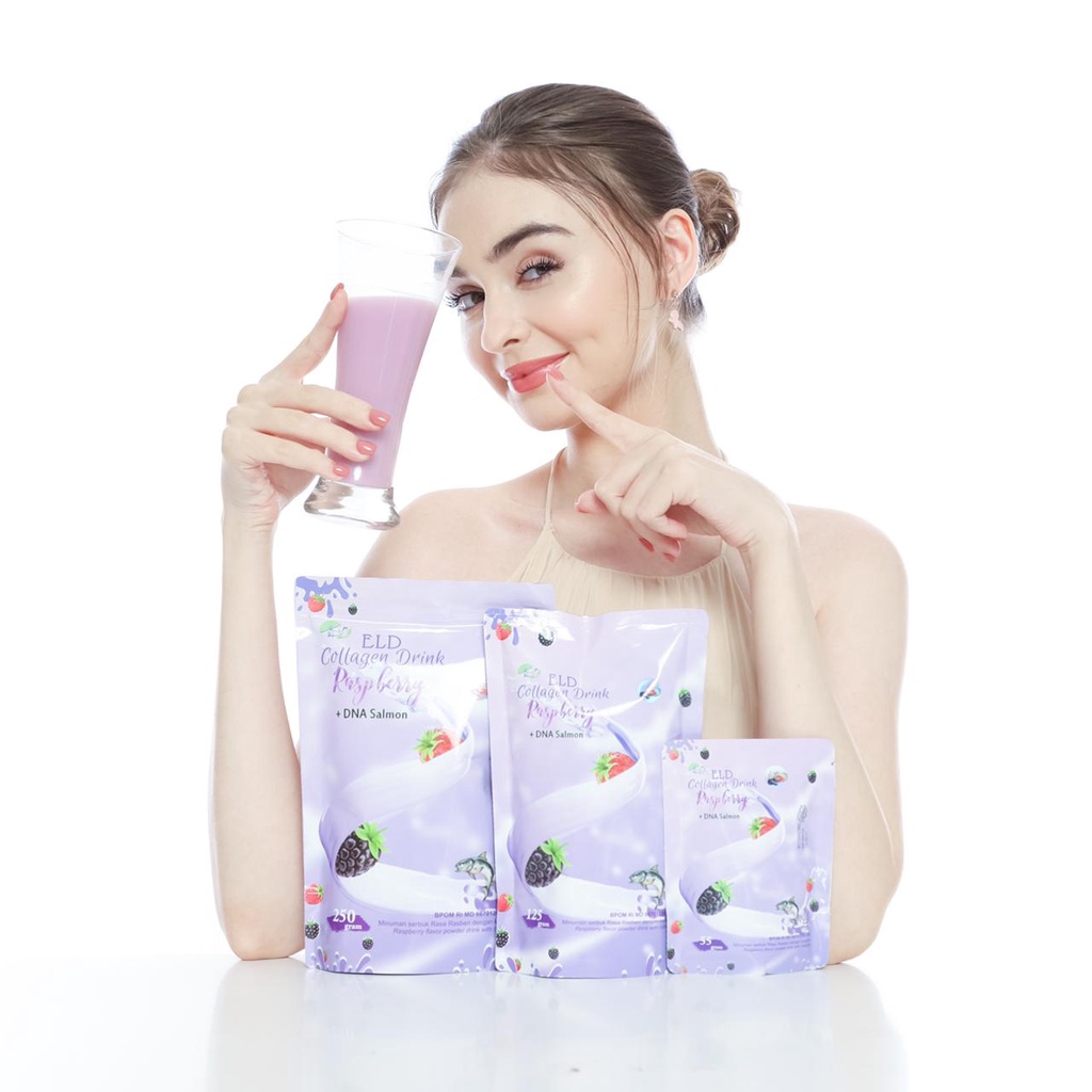 125gr ELD Collagen Drink Raspberry DNA Salmon Minuman Pemutih Badan dan Pelangsing