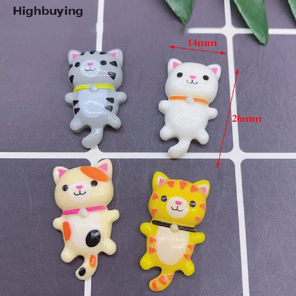 Hbid 10Pcs Aksesoris Cabochon Resin Mini Kartun Hewan Kucing Lucu DIY Glory