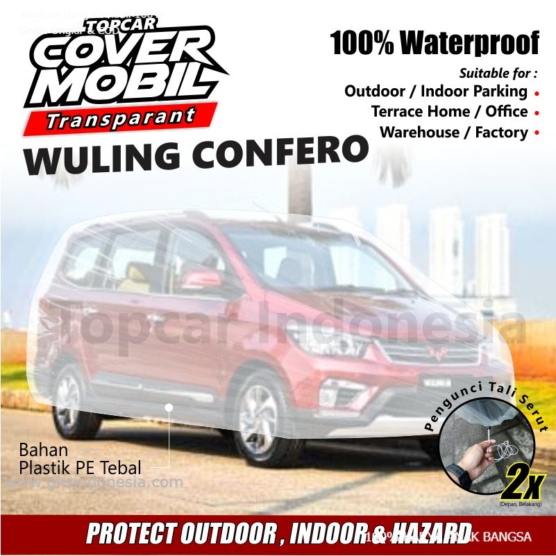 TOPCAR Cover Mobil Transparan Wuling Confero Plastik Tebal Plastik Waterproof Outdoor Indoor