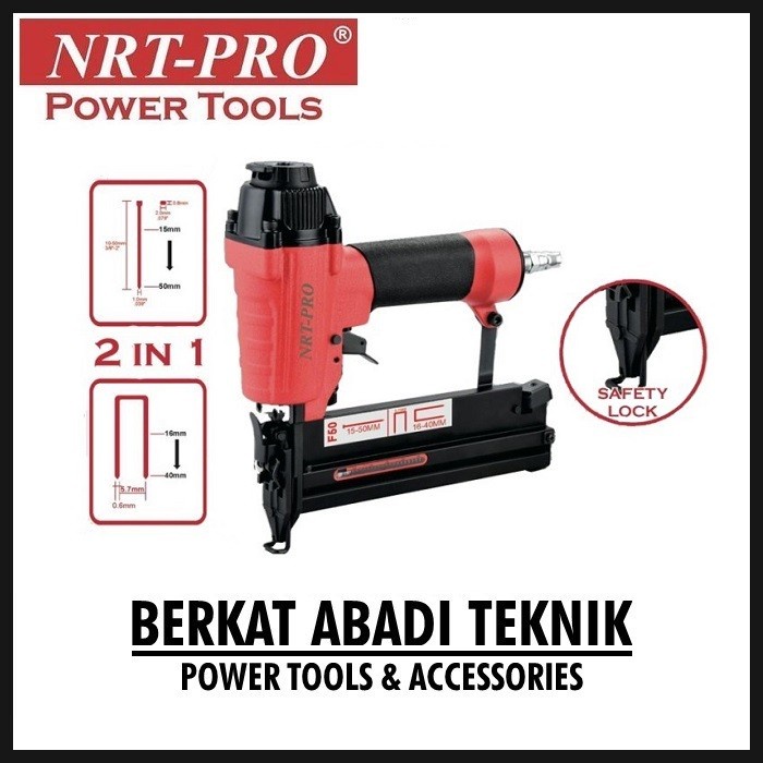 Nrt-Pro 5057Hd Air Nailer Gun Paku Tembak 2 In 1 Staples Angin Mesin