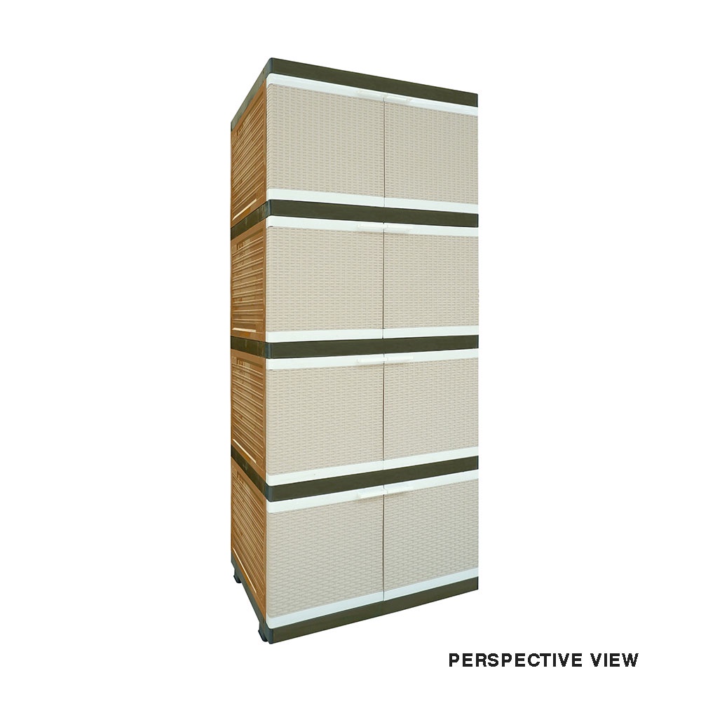 Lemari Plastik Club CSPR Susun 4 / Lemari Baju Pakaian Motif Rotan