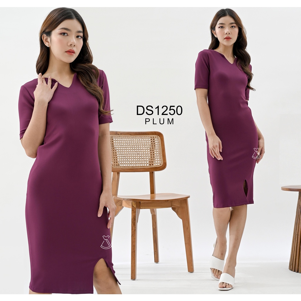 DS1250 - dress pesta scuba import stretch dress kantor wanita modern murah grosir