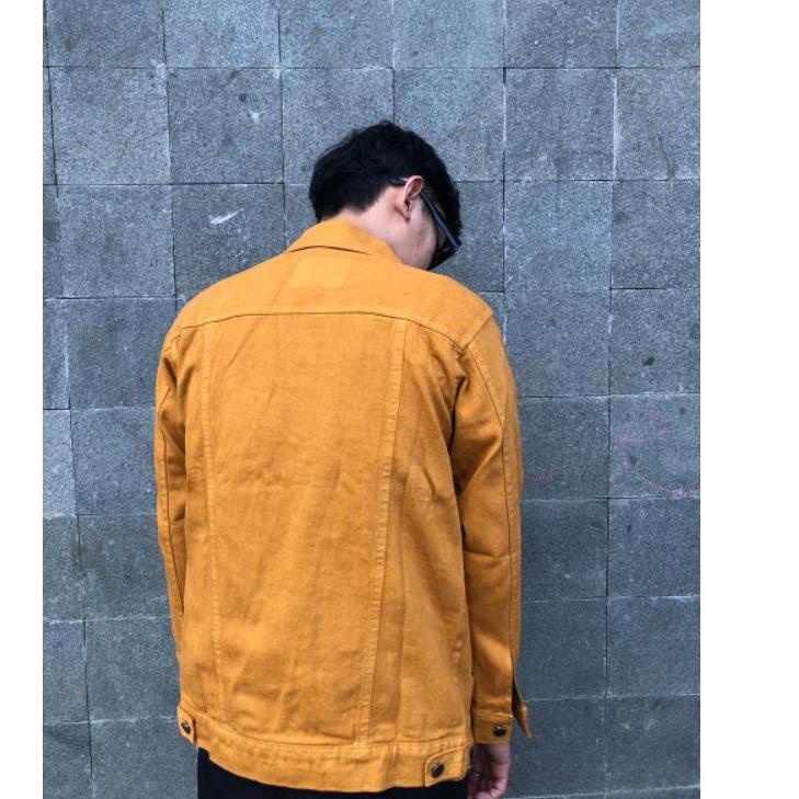 Harga Termurah JAKET JEANS  PRIA KUNING KUNYIT MUSTARD