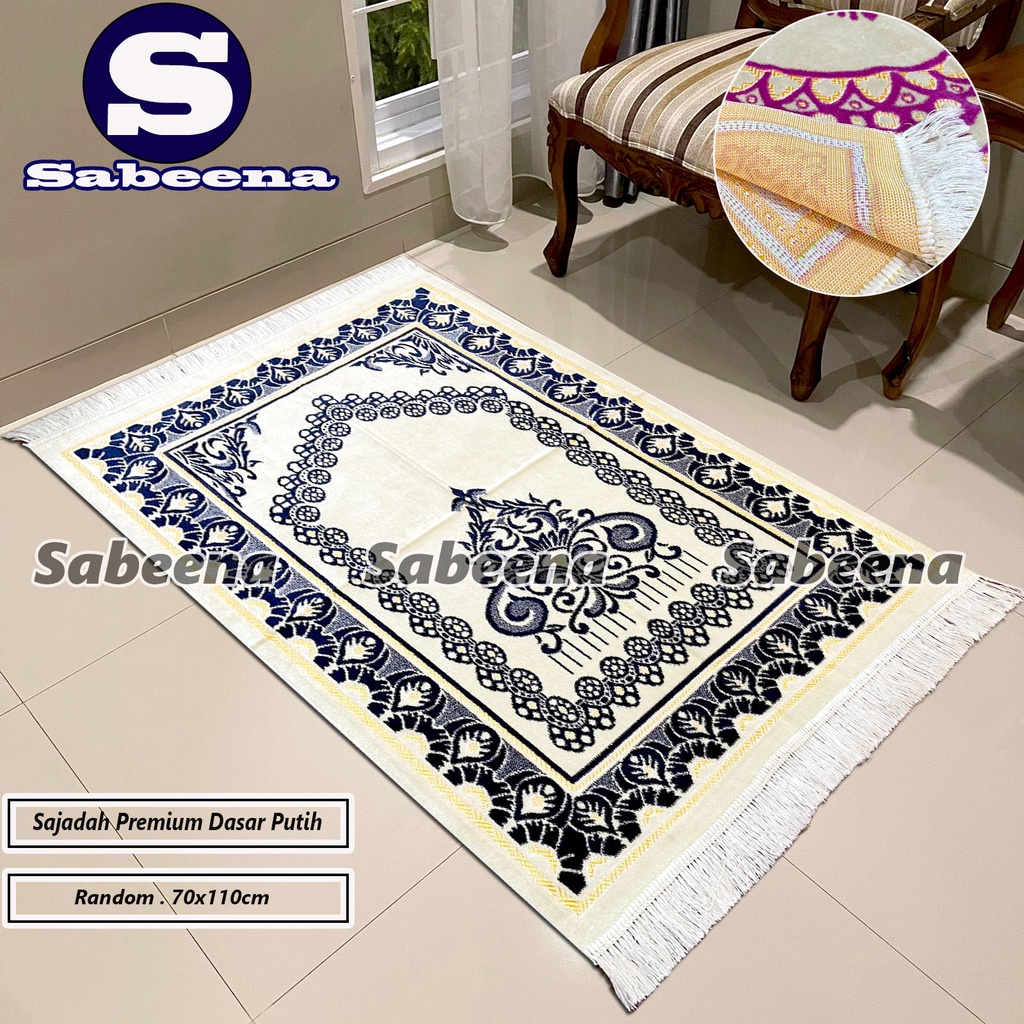 Sajadah Turki Tebaru Dasar Putih Bahan Tebal Dan Halus Ukuran 70x110cm Peralatan Sholat Sejadah Sauvenir