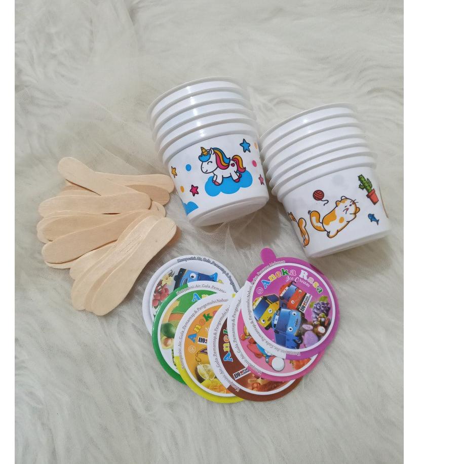 ㅉ Cup Ice Cream 100ml Gelas Es Krim Wadah Motif 100ml Plastik BARU 2785 ♘