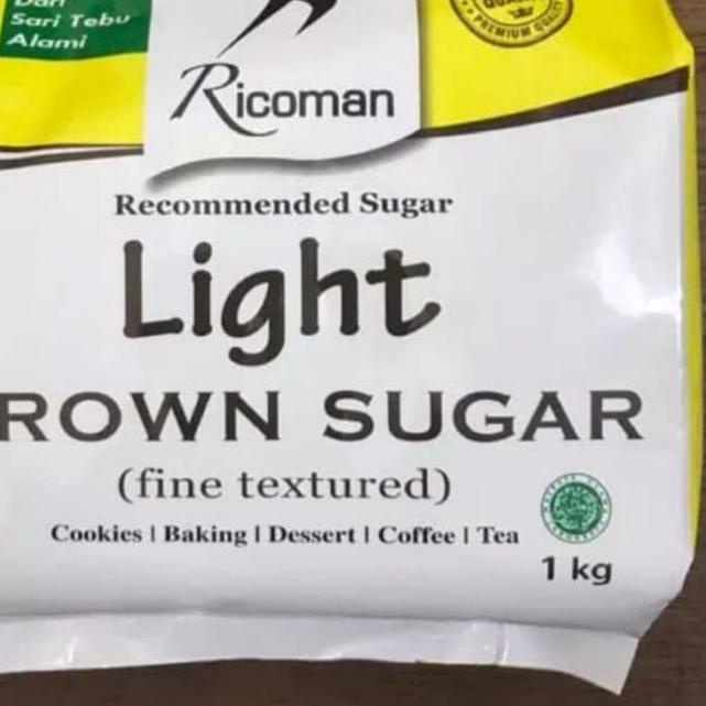 

COD✔️Ricoman Light brown sugar kemasan 1kg|KD6