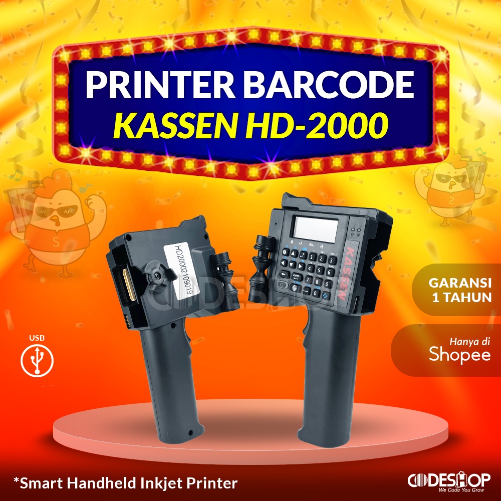 INKJET PRINTER BARCODE HANDHELD KASSEN HD2000 PRINTER BARCODE PORTABLE