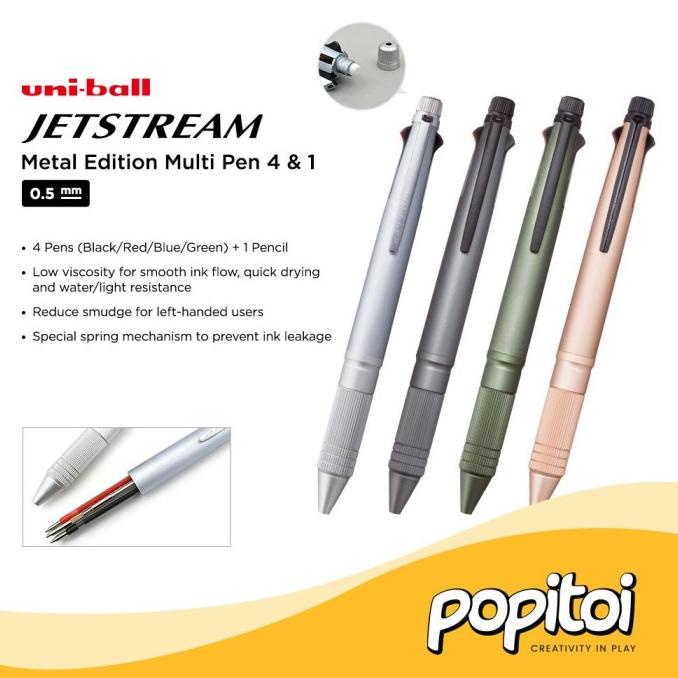 

(COD) Uni Ball JETSTREAM METAL Edition Multi Pen 4 & 1 0.5 mm Uniball Multip TERBARU Kode 181