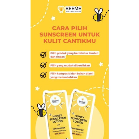 Bisa COD Reseller Resmi Beeme Honey Sunscreen Lotion with Niacinamide SPF 50+++ 20gr Suncreen Ibu dan Anak